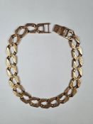 Chunky 9ct yellow gold curb link bracelet, with textured bark effect links, marked 375, 28cm, approx