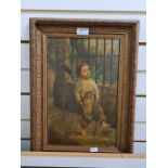 A 19th Century oil on canvas of a young chimney sweep, unsigned 24.5 x 38cms (we believe it to be by