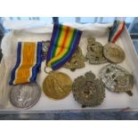 World War I Medal Group, The War medal and Victory Medal to 46703 Pte R J Smith, Hampshire Regiment