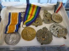 World War I Medal Group, The War medal and Victory Medal to 46703 Pte R J Smith, Hampshire Regiment