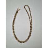 9ct yellow gold oval link belcher chain marked 375, worn, 72cm, approx 21g