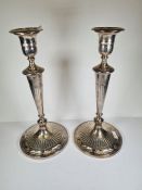An impressive pair of silver George III large candlesticks by John Green, Roberts, Mosley and Co, Sh