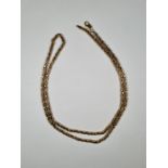 9ct yellow gold box design necklace marked 375, 65cm, approx 30.21g