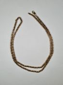 9ct yellow gold box design necklace marked 375, 65cm, approx 30.21g
