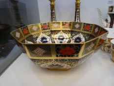 A large Royal Crown Derby octagonal fruit bowl Old Imari pattern
