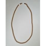 9ct yellow gold belcher chain, 53cm, marked 375, approx 10.2g