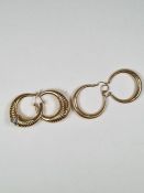 Two pairs of 9ct gold hoop earrings, both marked 375, the largest approx 2.5cm 6.11g approx