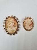 9ct gold mounted Cameo brooch with pierced and ball design frame, marked 375, EJCY & Co., and a smal