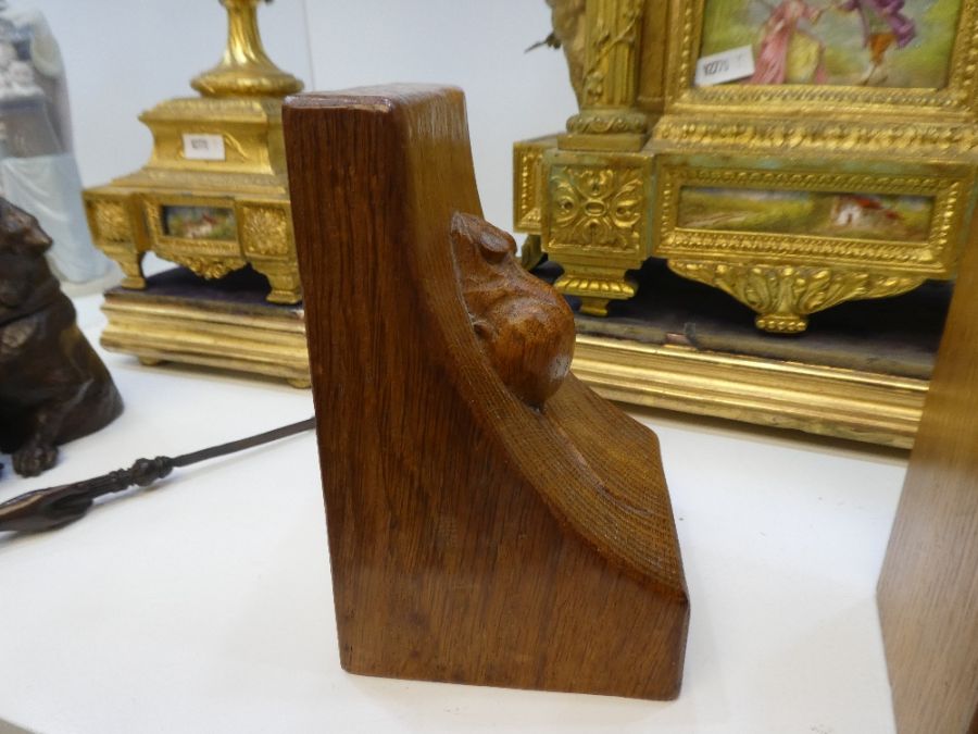 Robert Mouseman Thompson, a pair of book ends having carved mouse, 16cm - Image 5 of 7