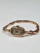 Antique 9ct gold cased ladies cocktail watch on 9ct gold expanding strap, movement 4.4g approx, stra
