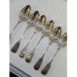 Two sets of three silver spoons, one set by Mary Chawner, London 1837 , the other by William Easton,