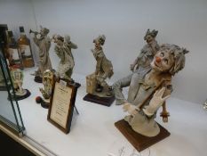 A quantity of Florence resin clowns to include a limited edition of The Happy Fiddler (8) one with h