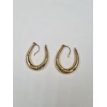 Pair 9ct yellow gold creole earrings, marked 375, 2cm diameter, approx 1.42g