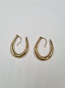 Pair 9ct yellow gold creole earrings, marked 375, 2cm diameter, approx 1.42g