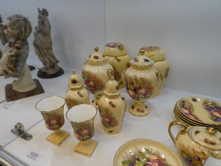 A pair of Aynsley urns by D. Jones decorated fruits, a pair of hexagonal ginger jars (one lid broken - Image 2 of 30