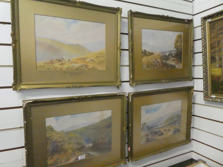 William Henry Dyer, 1890-1930 a set of 4 watercolours of Dartmoor scenes including Buckland Bridge a