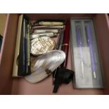 Collectables to include meercham pipe, shell purses, m.o.p penknives, pens including parker etc.