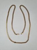 9ct yellow gold curb link necklace, AF, no clasp, 52cm, marked 375, approx 10.30g