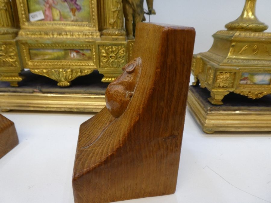 Robert Mouseman Thompson, a pair of book ends having carved mouse, 16cm - Image 7 of 7