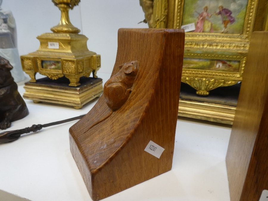 Robert Mouseman Thompson, a pair of book ends having carved mouse, 16cm - Image 4 of 7
