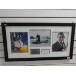 A montage of Sean Connery photographs playing James Bond, with is autograph and a list of his films.