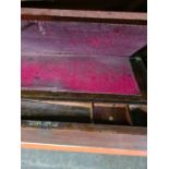 An antique mahogany brass bound desk slope, a burr walnut example and a Victorian rosewood tea caddy