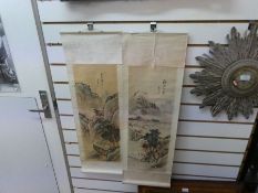 Two small Chinese Watercolour scrolls both signed