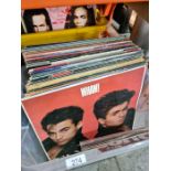 Two cartons of vinyl LP records, mainly 1980s and a small quantity of 7 inch singles