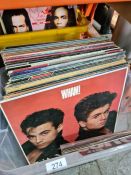 Two cartons of vinyl LP records, mainly 1980s and a small quantity of 7 inch singles