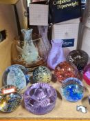 Various selection of paperweights and vases, mostly by Caithness