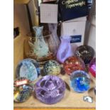 Various selection of paperweights and vases, mostly by Caithness