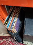 A large selection of vinyl LP records in boxes and carry cases, mostly Classical