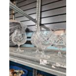A selection of crystal glasses, china, etc, including brandy glasses, fruit bowls