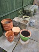 Various terracotta garden pots and sundry