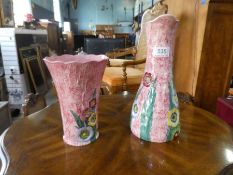 A Carlton Ware jug and vase having matching flower decoration