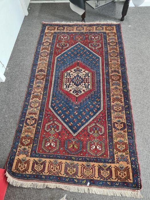 Two Turkish hand woven geometric style rugs 193 x 105cm - Image 6 of 7