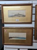 Three framed pictures, two being watercolours and another