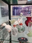 Two modern Chinese snuff bottles, two Nao figures and sundry