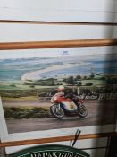 Three limited edition prints of racing bikes, including a pencil signed Carl Fogarty example by Ray