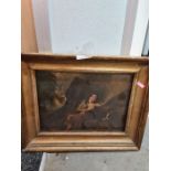 Two framed pictures, one being oil on board