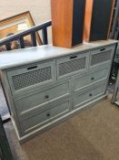 A modern Dunelm Mill grey finished chest, having 7 drawers