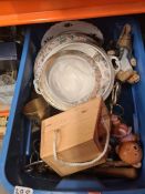 Miced china, crystal ware, small quantity of metalware, etc (3 boxes)