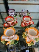 A set of 6 Japanese floral teacups and saucers