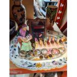 A selection of china collectables including Doulton figures, Disney toast rack, etc, A/F