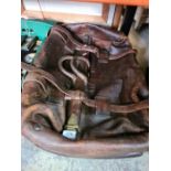 An old leather Gladstone bag of generous proportions, length 66.5cms