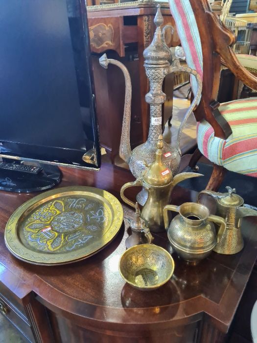 A middle Eastern silver plated on copper teapot, other Islamic items and similar