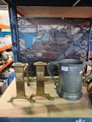 A large Victorian pewter tankard and sundry
