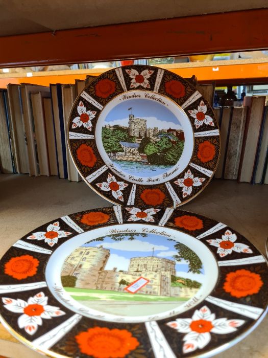 Six Crown Derby style plates depicting views of Windsor made English China Company, Burton-on-Trent