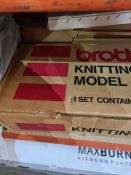A Brother knitting machine, model KH-836 with ribbing attachment and other related items