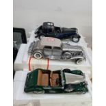 Franklin Mint, six 1/24 scale vintage die cast motor vehicles, including a Bugatti and two x Rolls R